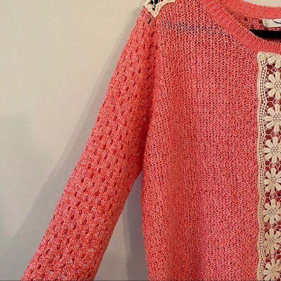 Hinge-Pink/Cream Mixed Knit Pullover Sweater - Picture 8 of 10